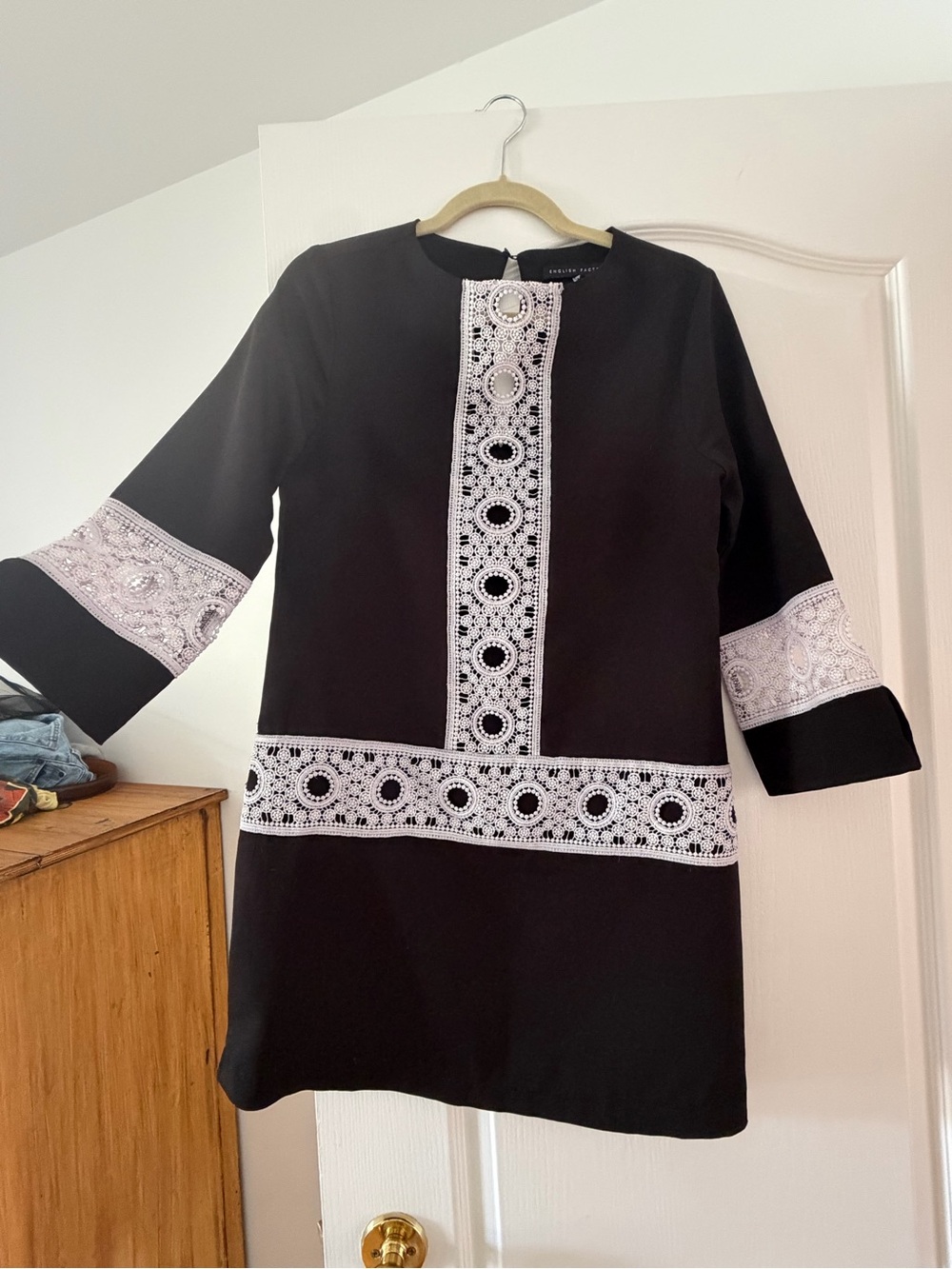 English Factory Black and white lace dress